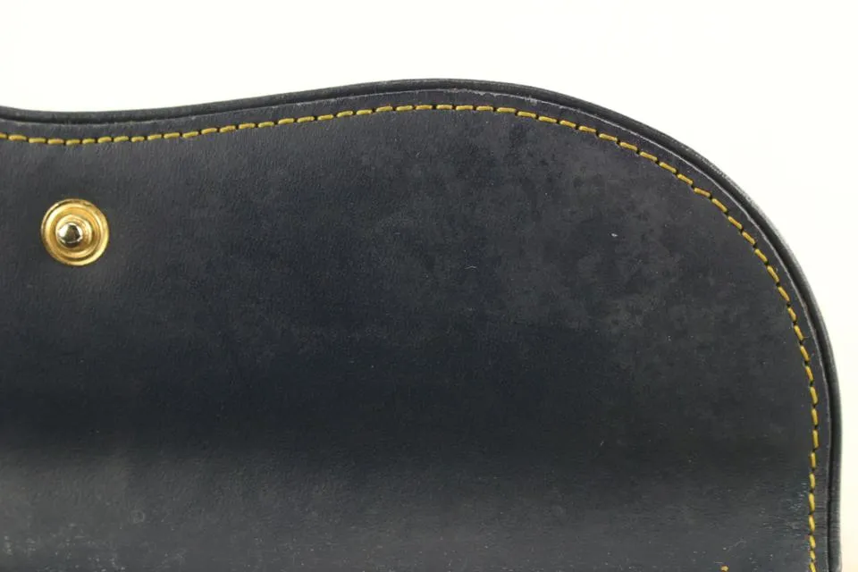 Dior Navy Blue Monogram Trotter Saddle Flap Long Wallet 2DA830