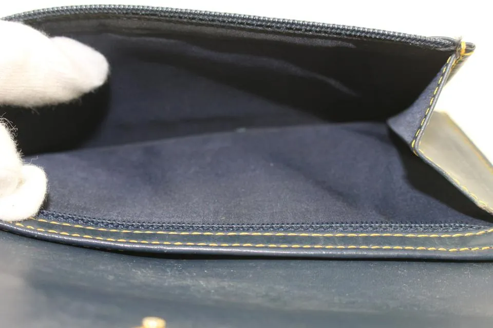Dior Navy Blue Monogram Trotter Saddle Flap Long Wallet 2DA830