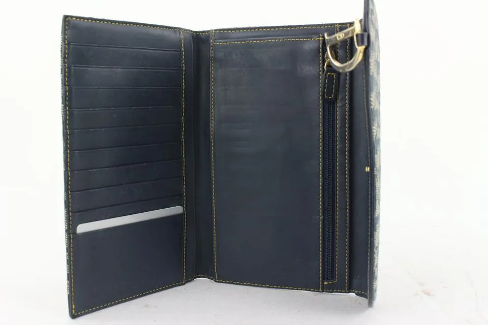 Dior Navy Blue Monogram Trotter Saddle Flap Long Wallet 2DA830