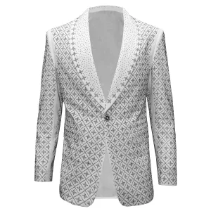 Elegant Blazer with Sparkling Embellishments WHITE/SILVER