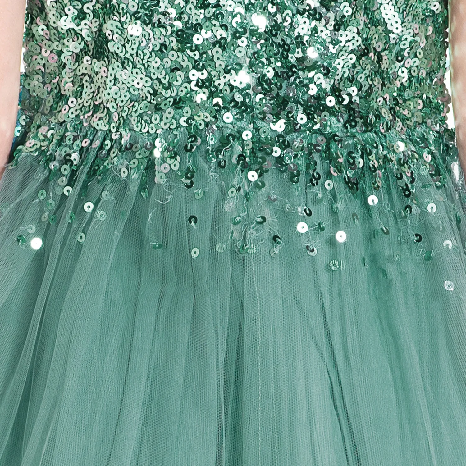 Emerald Sequins Dress with Bow and Clip