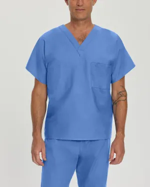 Essentials 7502 Unisex Reversible 1 Pocket V Neck Scrub Top Ceil Blue