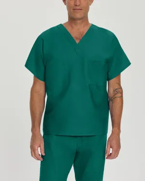 Essentials 7502 Unisex Reversible 1 Pocket V Neck Scrub Top Hunter Green