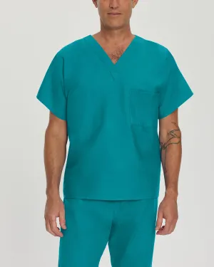 Essentials 7502 Unisex Reversible 1 Pocket V Neck Scrub Top Teal