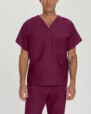 Essentials 7502 Unisex Reversible 1 Pocket V Neck Scrub Top Wine