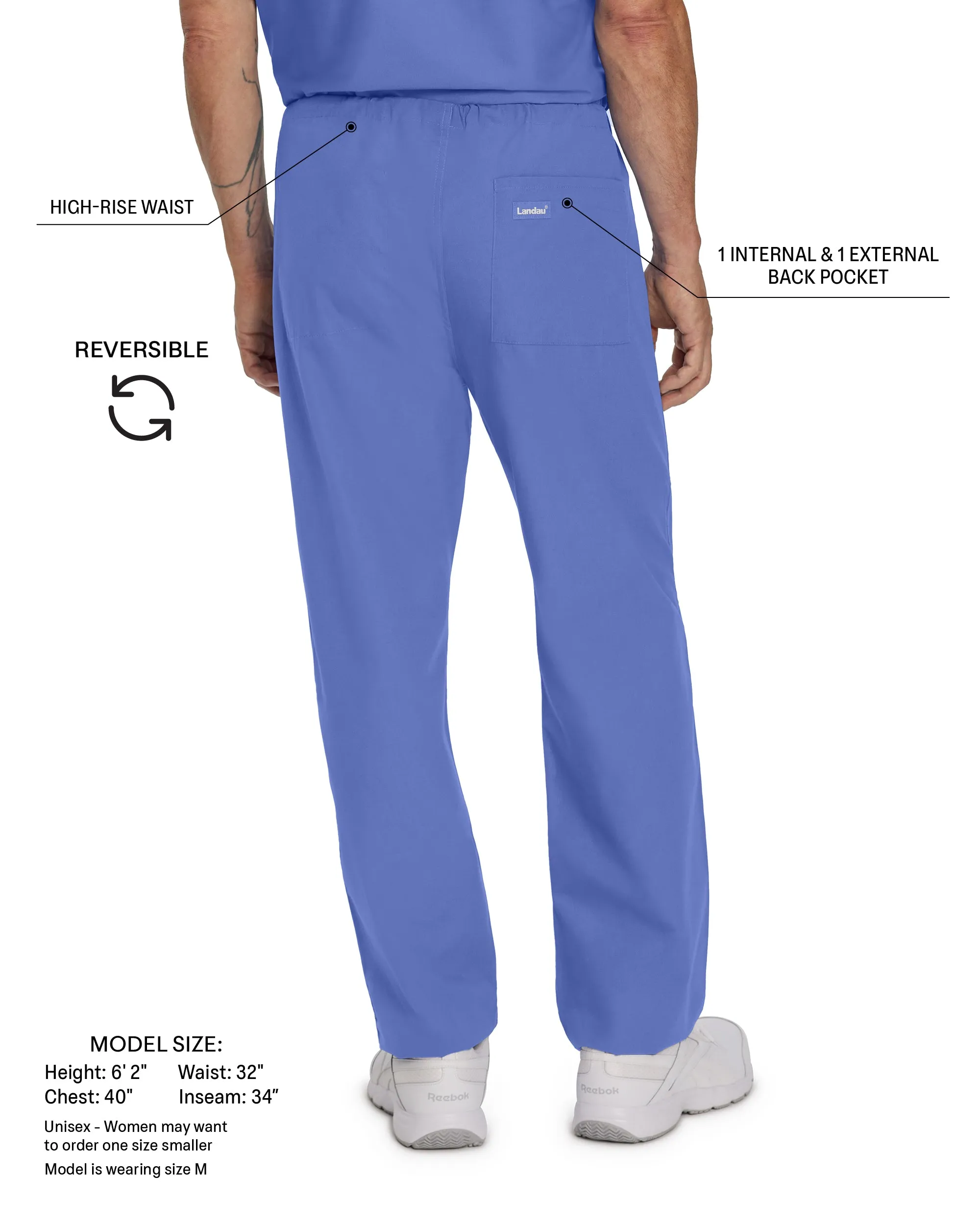 Essentials 7602 Unisex Reversible Scrub Pants Black