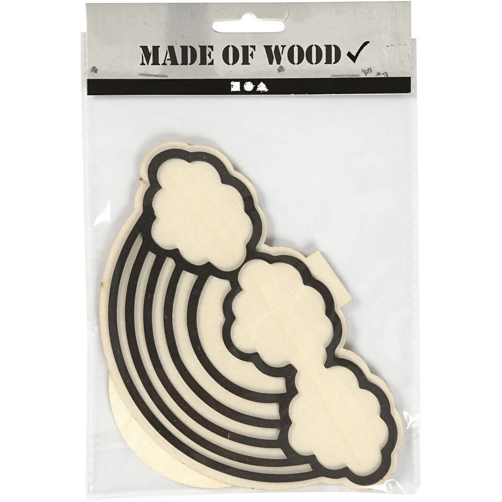 EVA Foam Rainbow Motif Wooden Figure With Stand Painting Clay Decoration Crafts