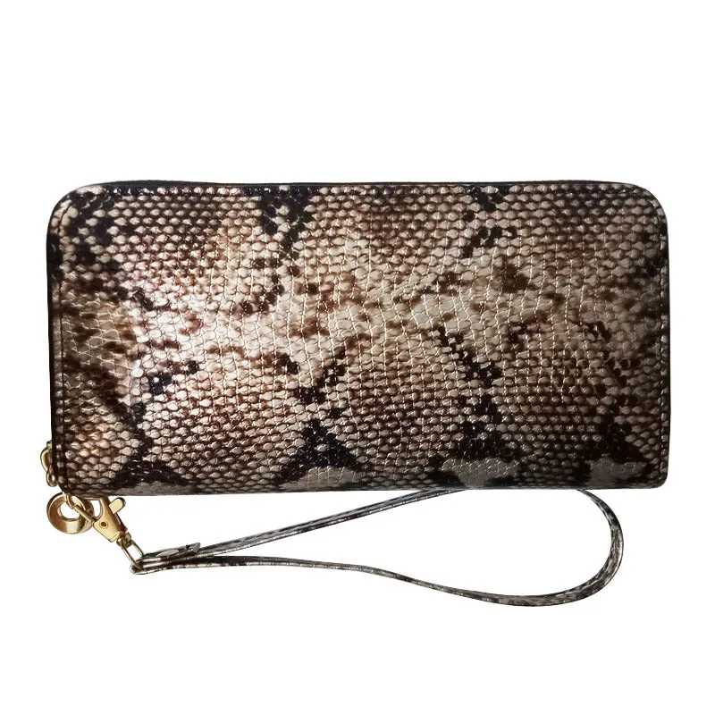 Fashion Snake Pattern PU Ladies Wallet Lady Clutch Bag Zipper Bag Mobile Phone Bag Large Capacity