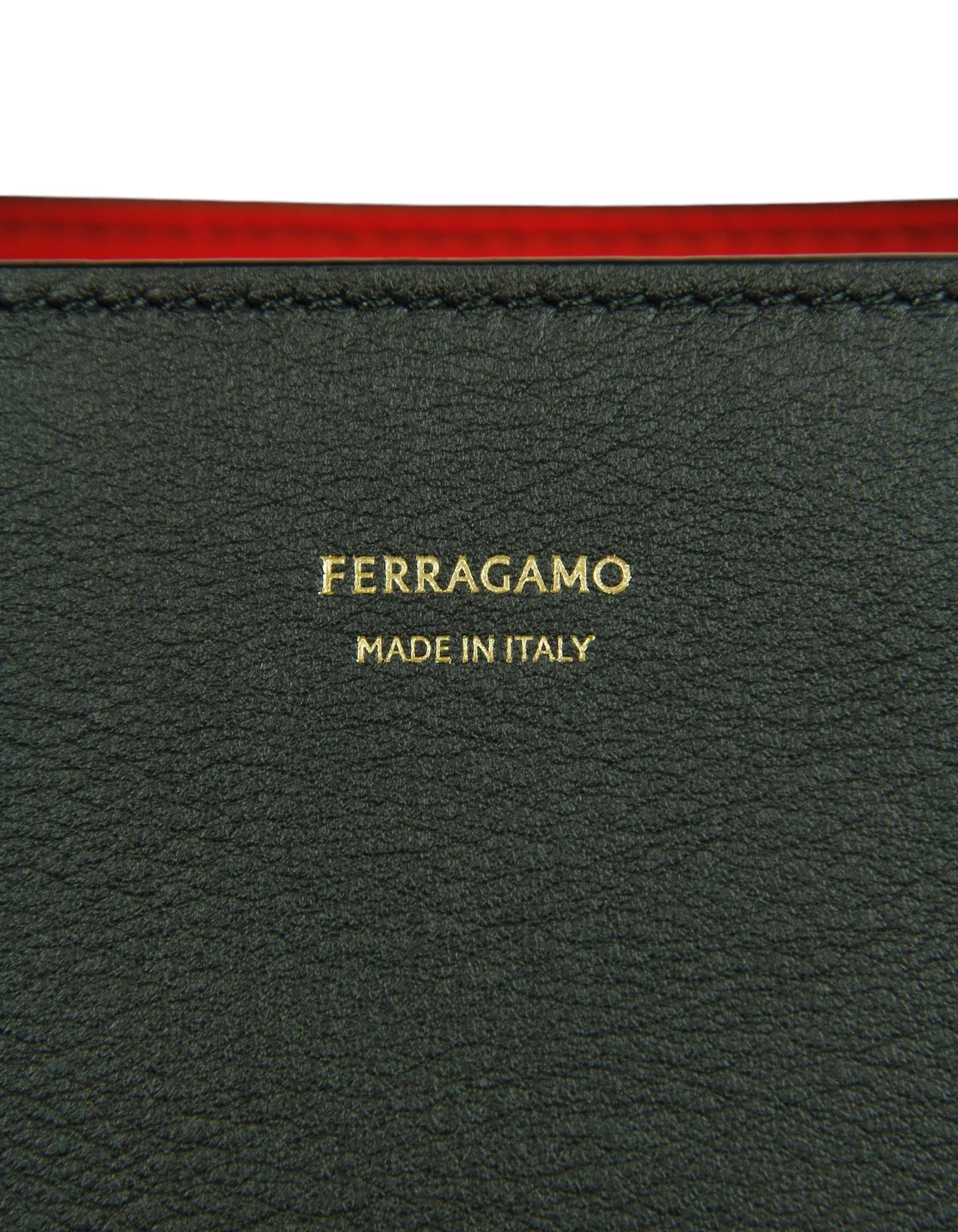 Ferragamo Black/Red Leather Hug Top Handle Bag