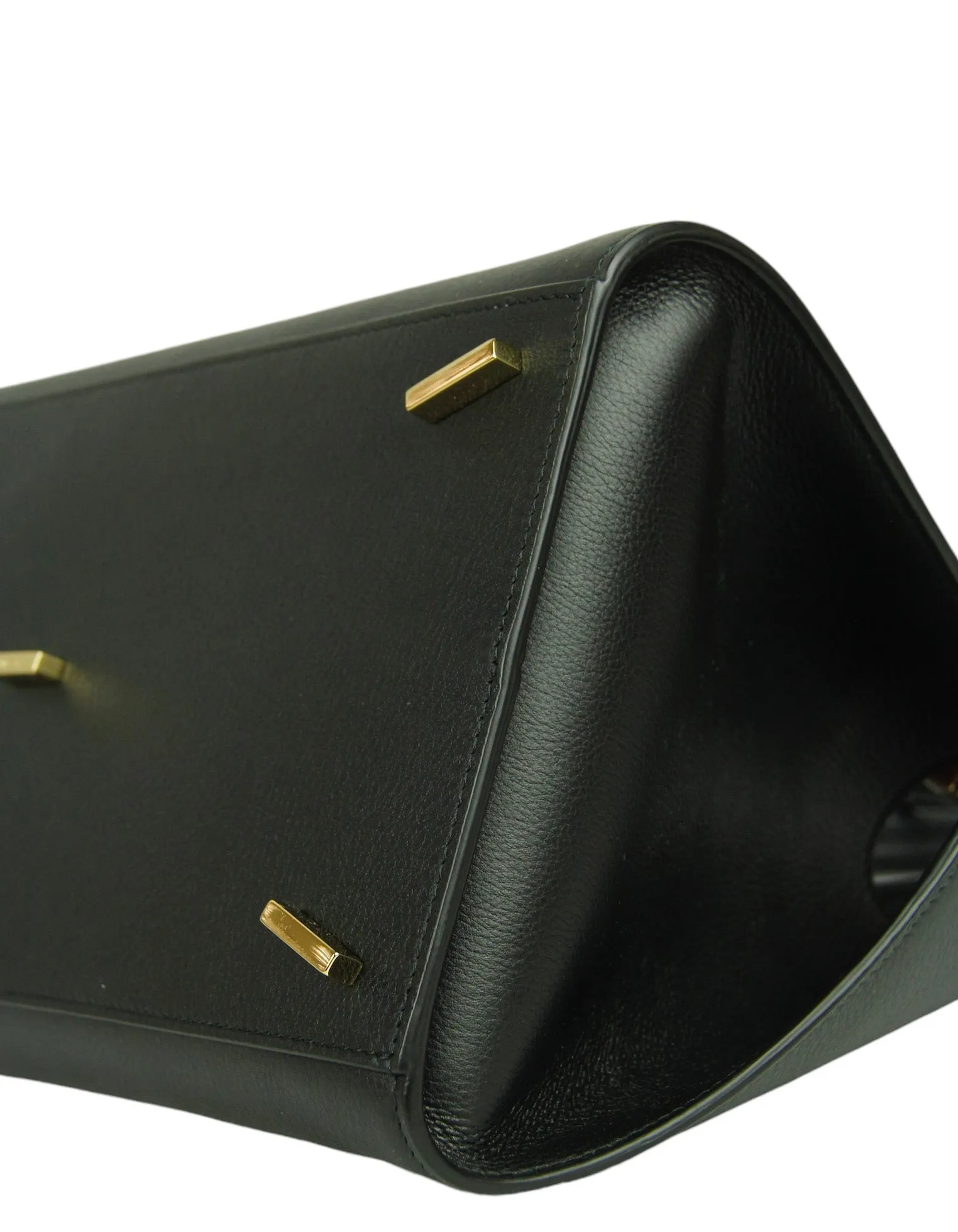 Ferragamo Black/Red Leather Hug Top Handle Bag