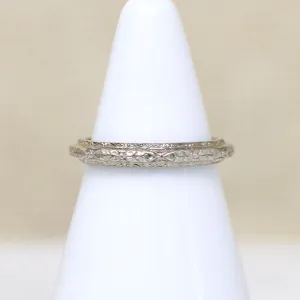 Finely Engraved 18k White Gold Band