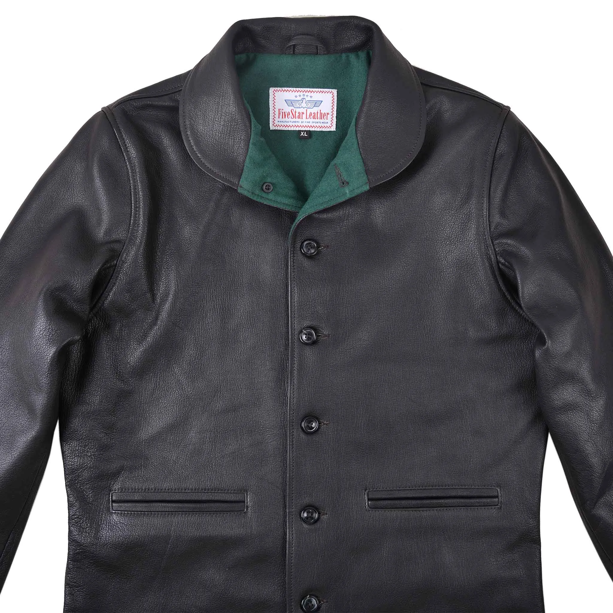 FiveStar Leather Men 1920s Car Coat Premium Goatskin Seal Brown