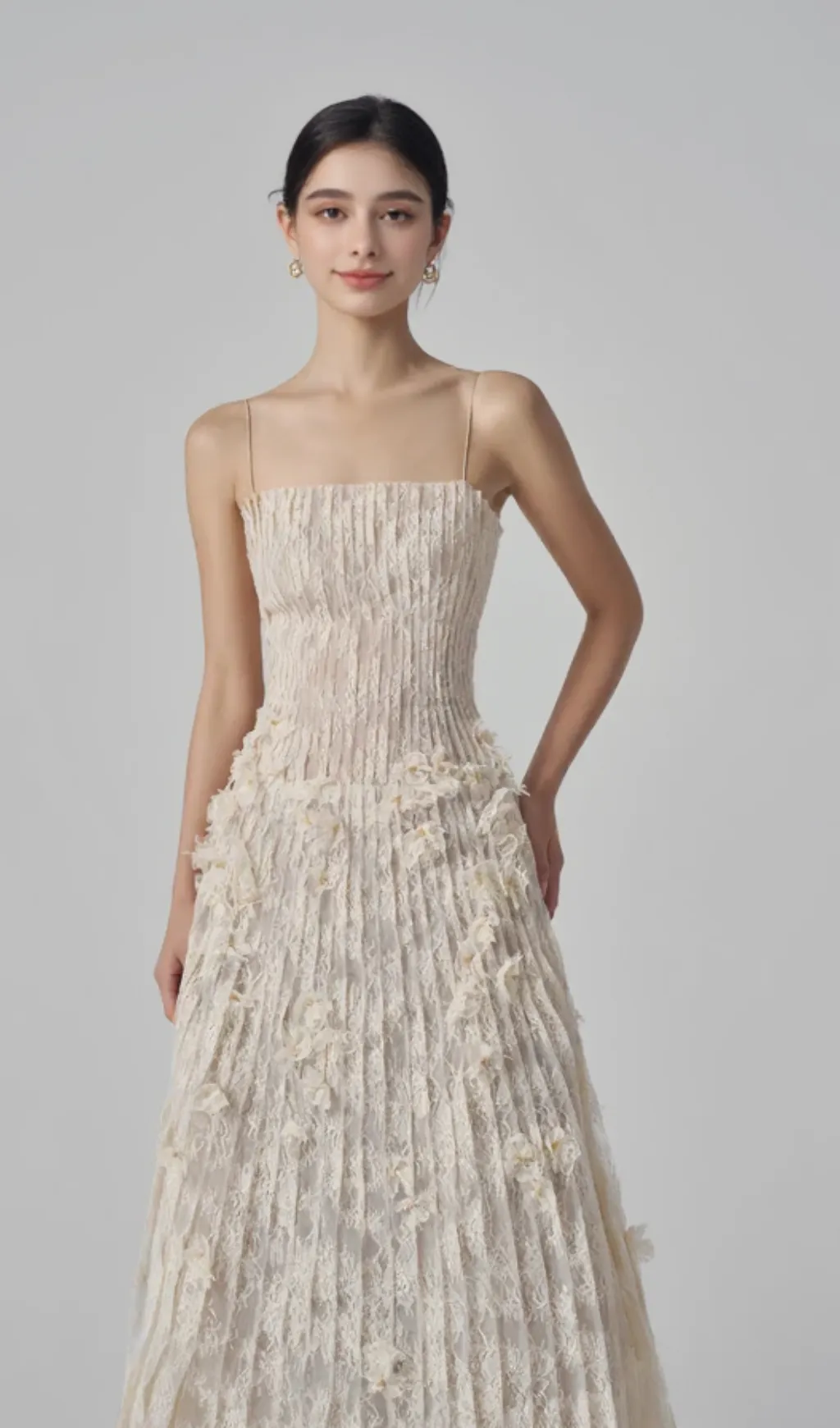 Floral Lace Strap Midi Dress