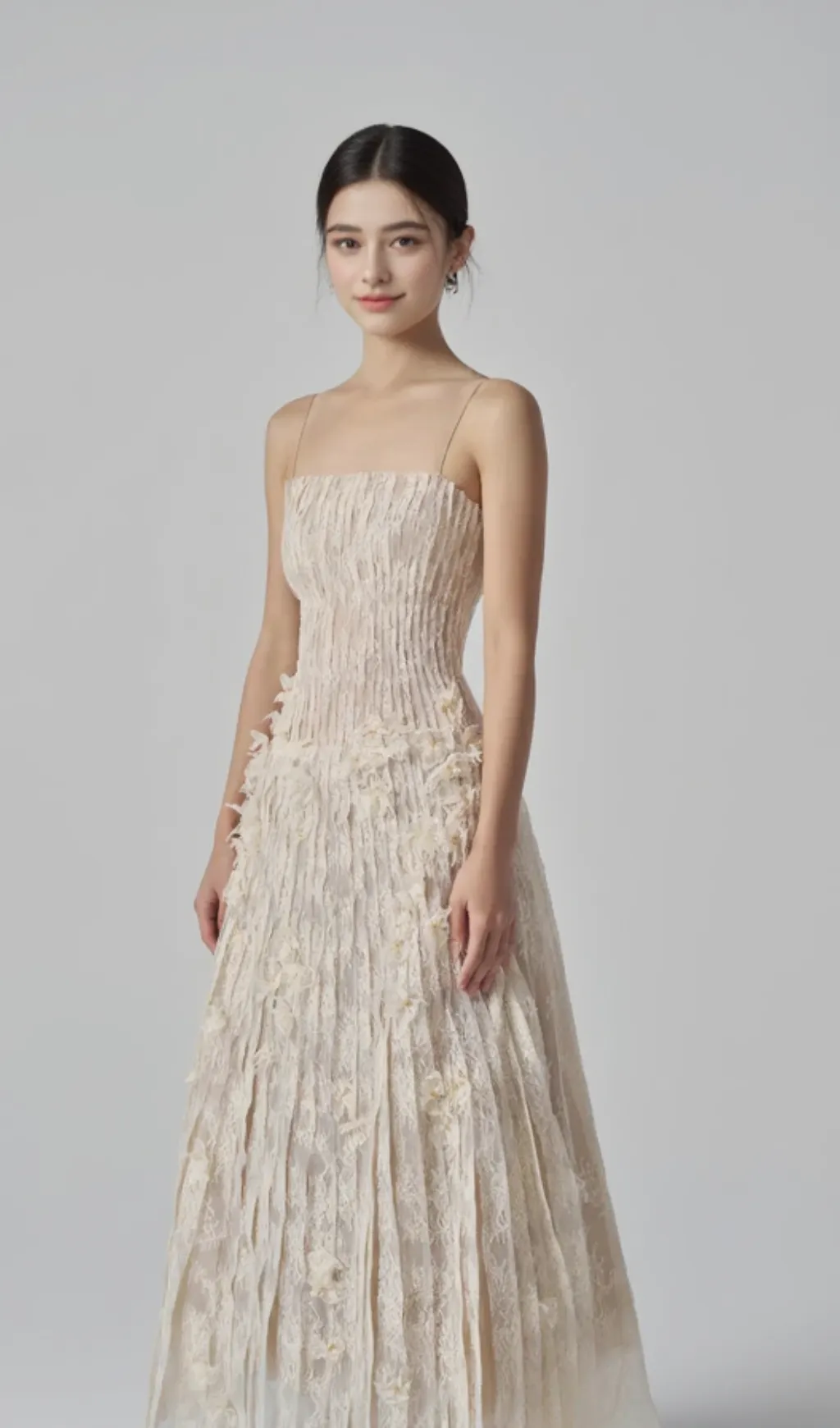 Floral Lace Strap Midi Dress