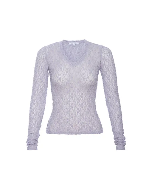 FRAME | Crewneck Mesh Long Sleeve | Lilac