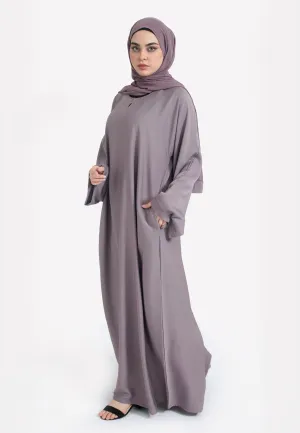 French Lilac Textured Abaya With Zip Pockets