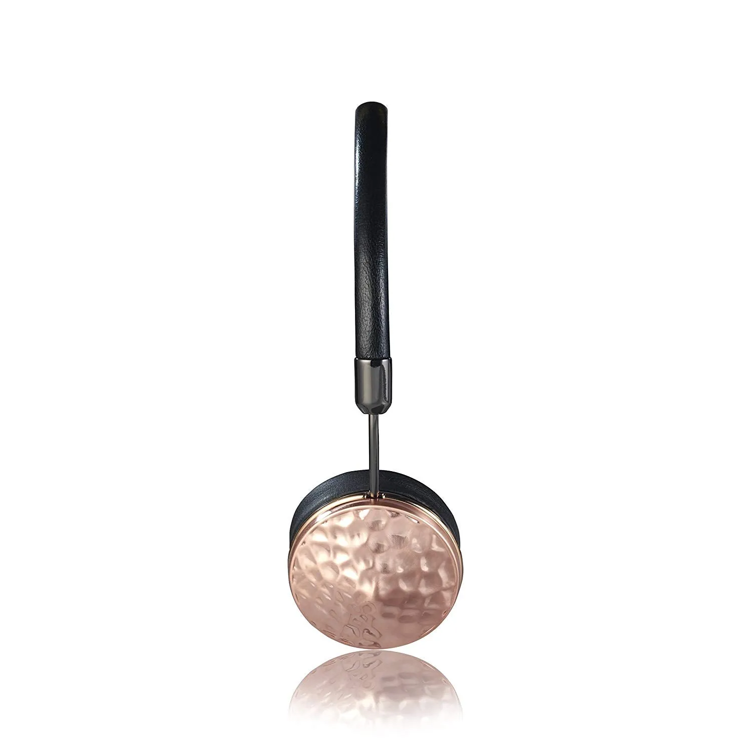 Frends Layla Black Leather On-Ear Headphones Bundle - Hammered Rose Gold