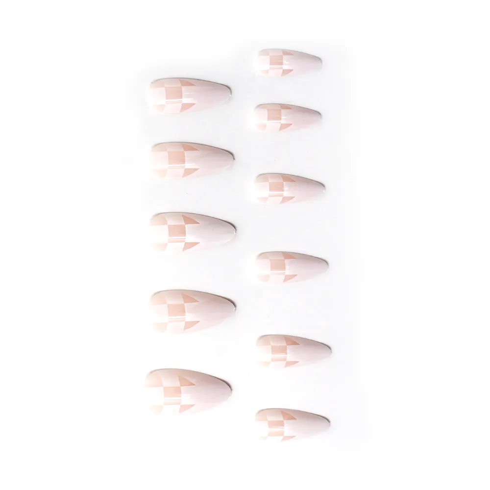 Full Cover Checkered French Almond Nail Tips 550 Master Pack