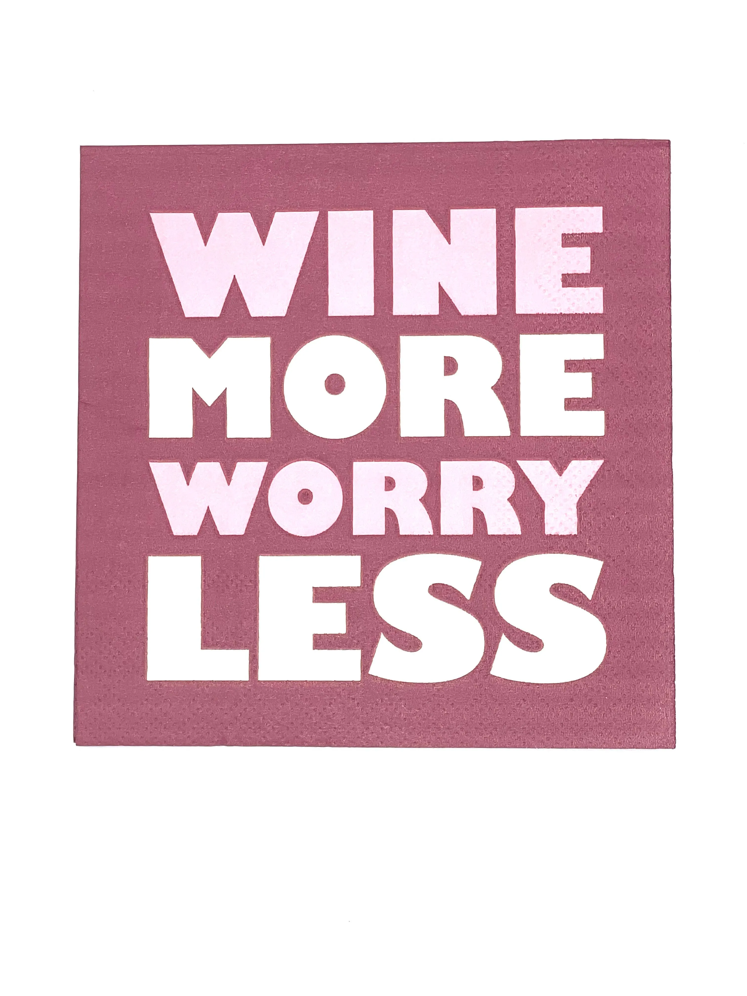 Funny Cocktail Napkins | Wine More Worry Less - 20ct