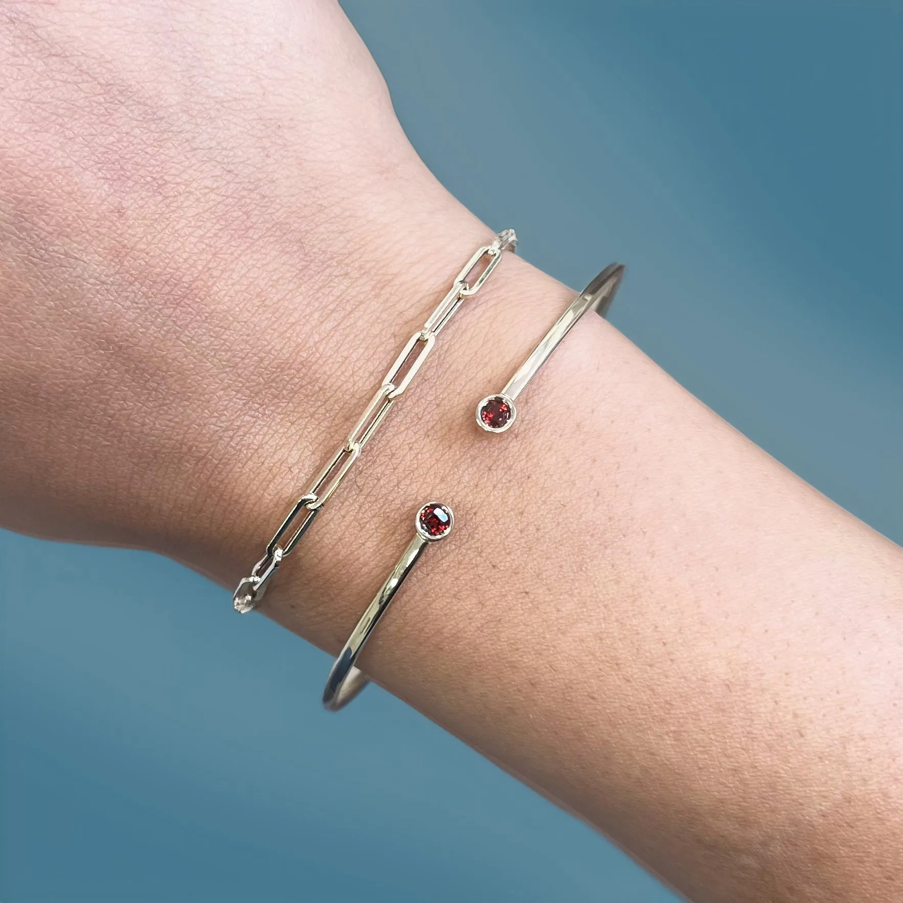Garnet Open Cuff Bangle