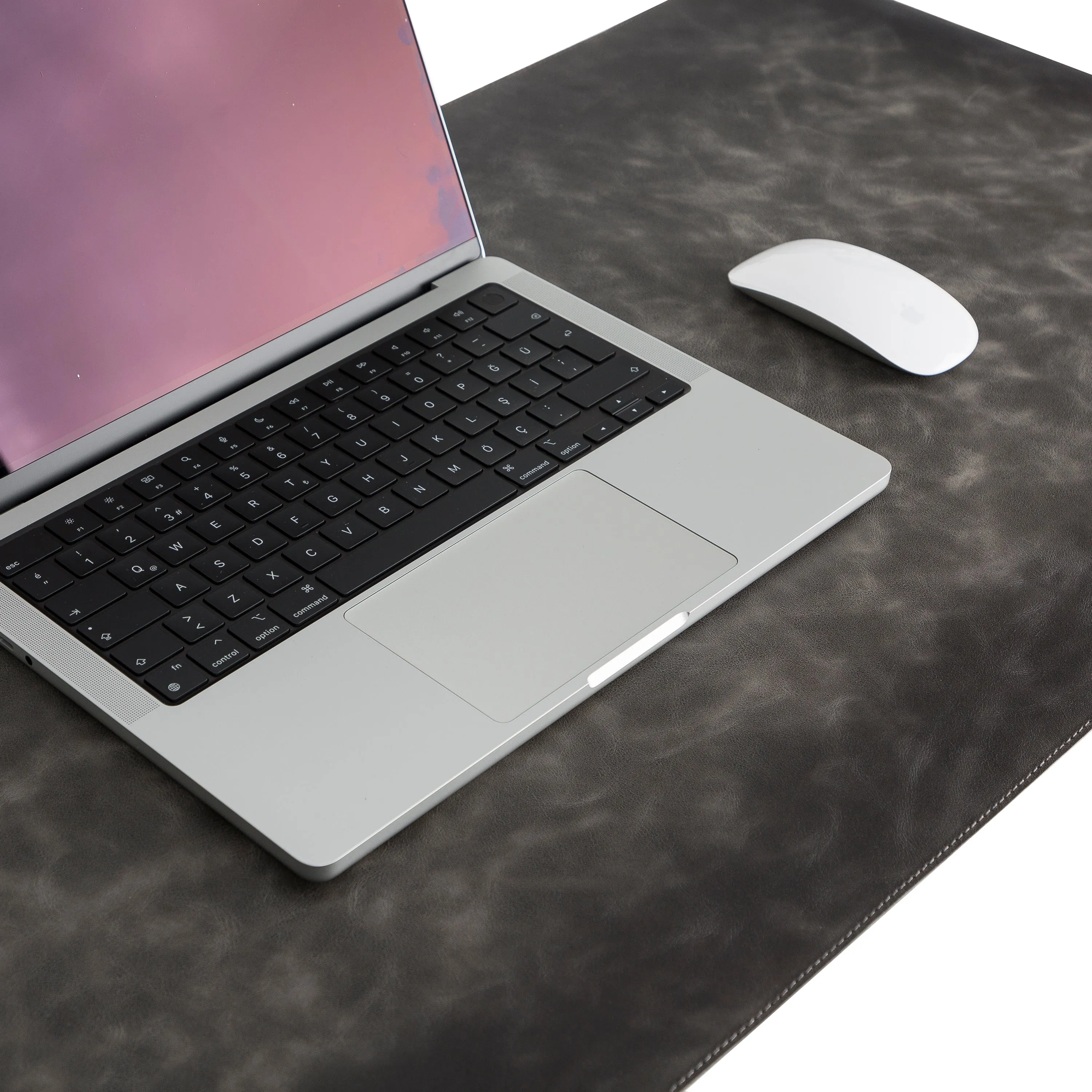 Genuine Grey Leather Deskmat, Computer Pad, Office Desk Pad