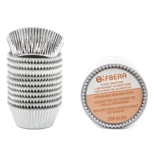 Gifbera Food Grade Silver Foil Standard Cupcake Liners Muffin Baking Cups Paper 200-Count (Silver)