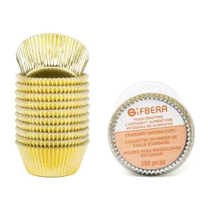 Gifbera Food Grade Standard Gold Foil Cupcake Liners Muffin Baking Cups Paper 200-Count (Gold)
