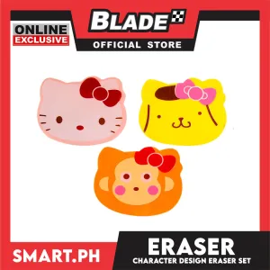 Gifts School Supplies Eraser Set With Character Designs 8015 (Assorted Colors and Designs)