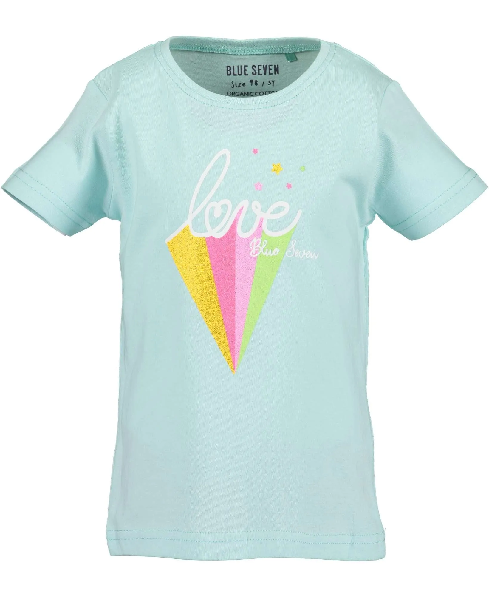 Girls Blue Love Glittery T Shirt