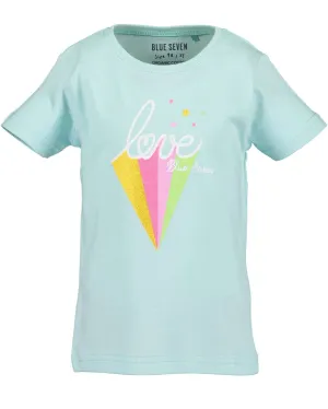 Girls Blue Love Glittery T Shirt