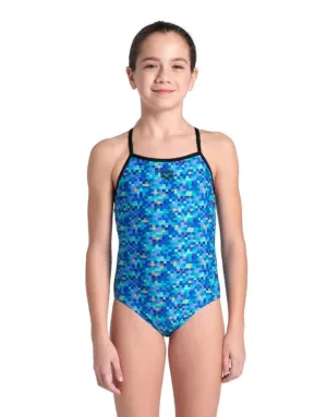 Girls Pooltiles Lightdrop Swimsuit - Black/Blue Multi