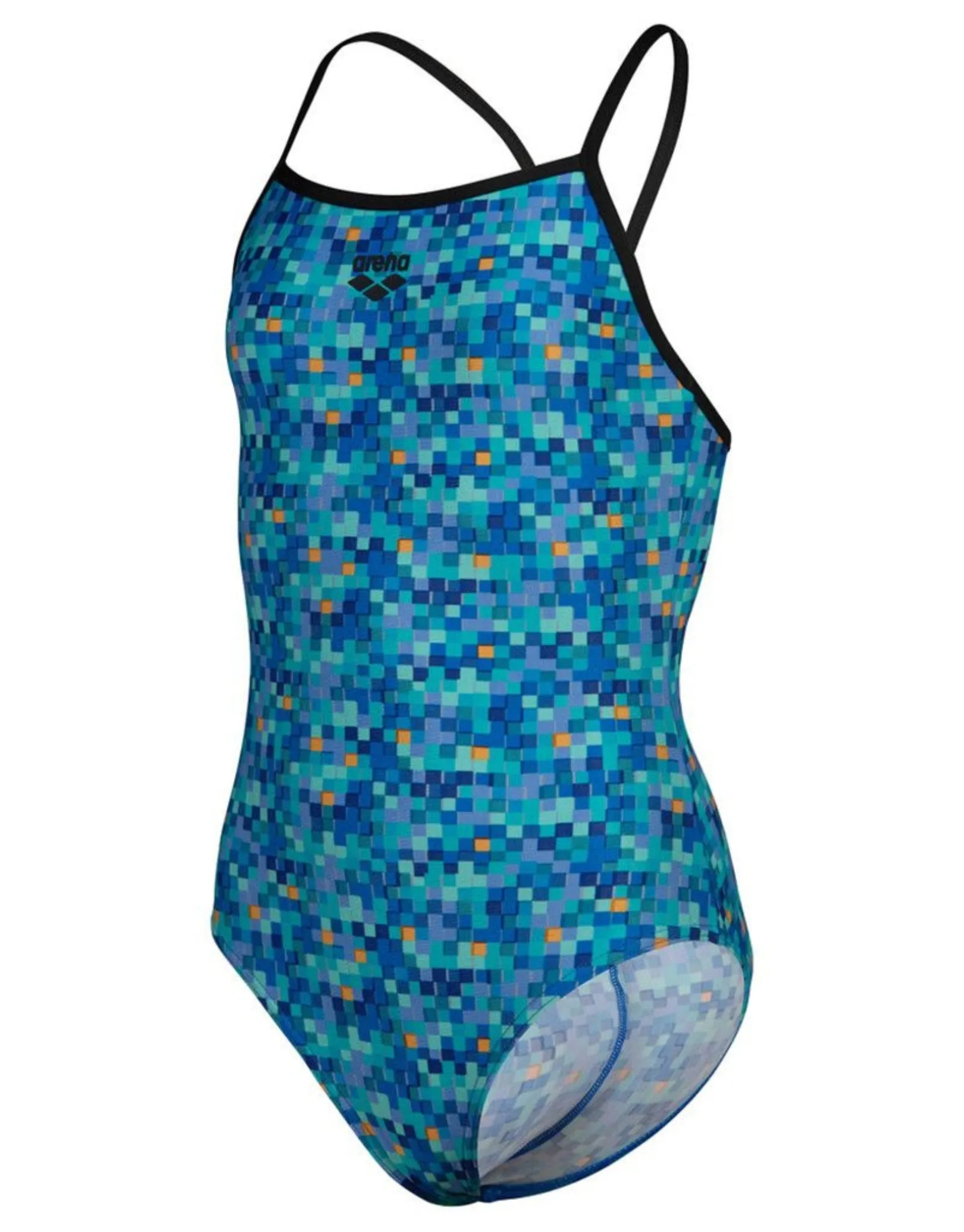 Girls Pooltiles Lightdrop Swimsuit - Black/Blue Multi