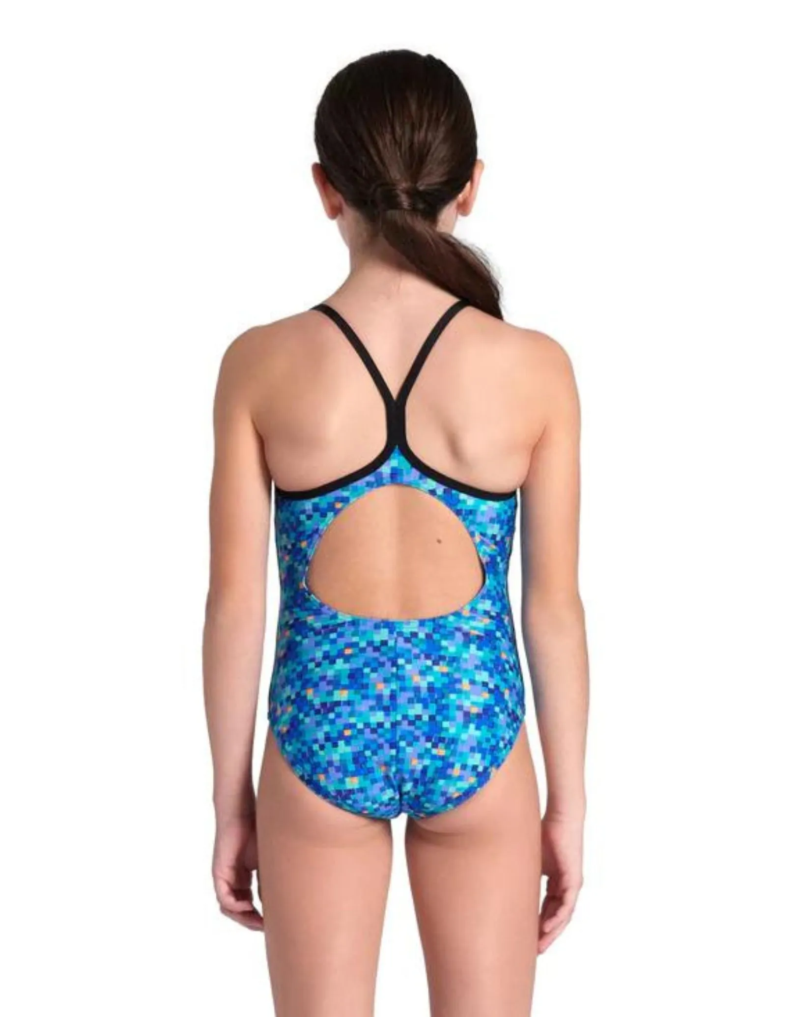Girls Pooltiles Lightdrop Swimsuit - Black/Blue Multi