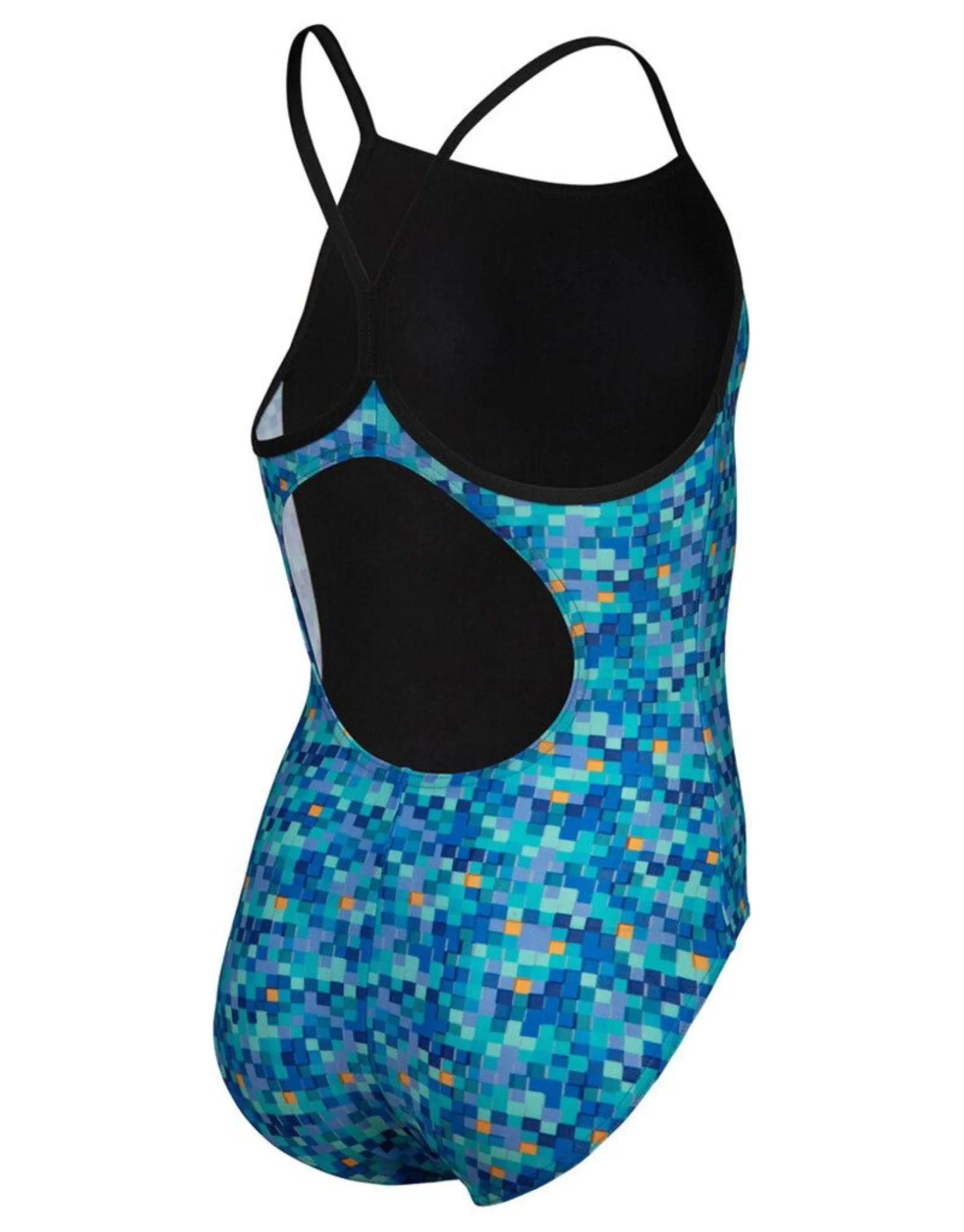 Girls Pooltiles Lightdrop Swimsuit - Black/Blue Multi
