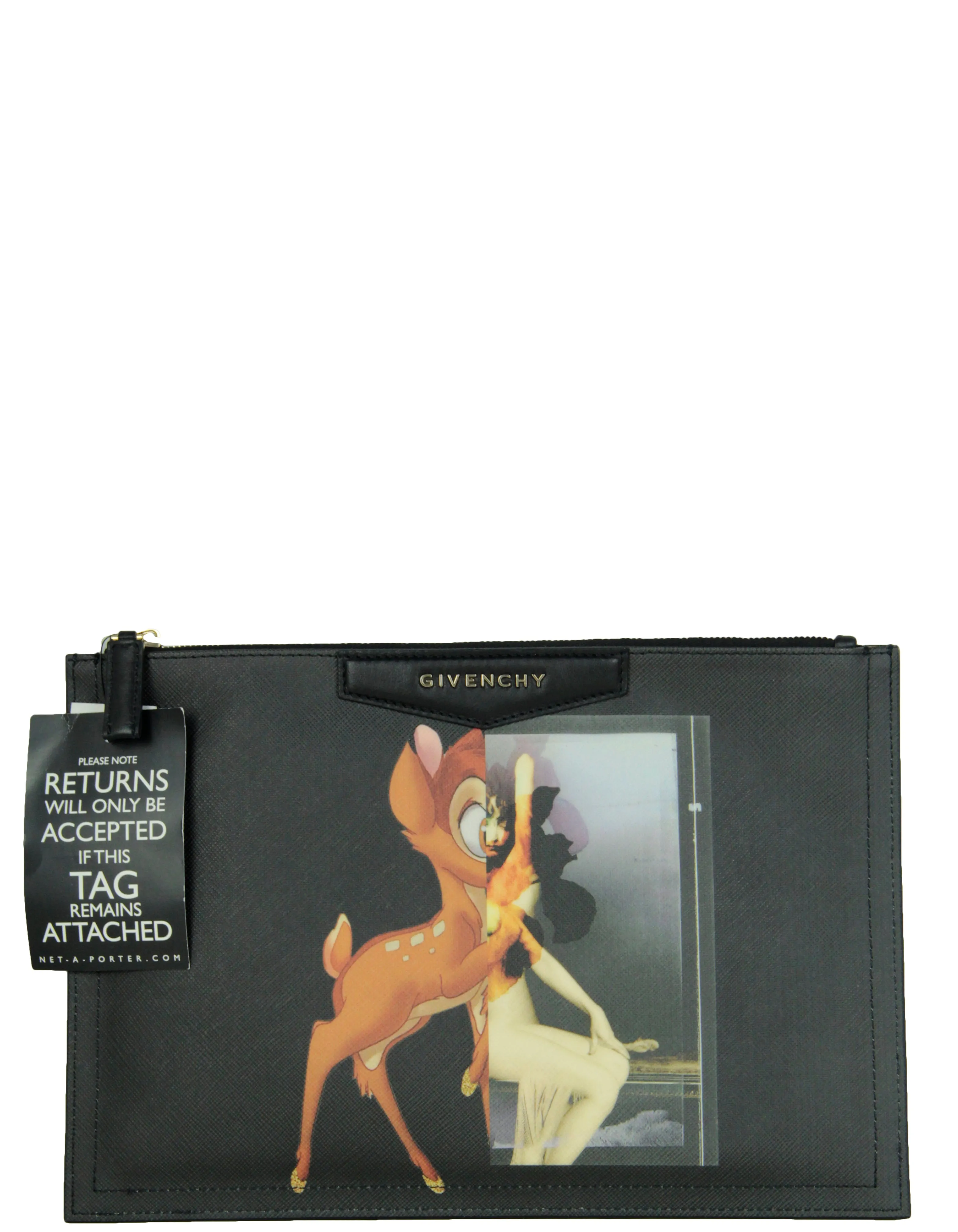 Givenchy Black Saffiano Leather Bambi Pouch Bag