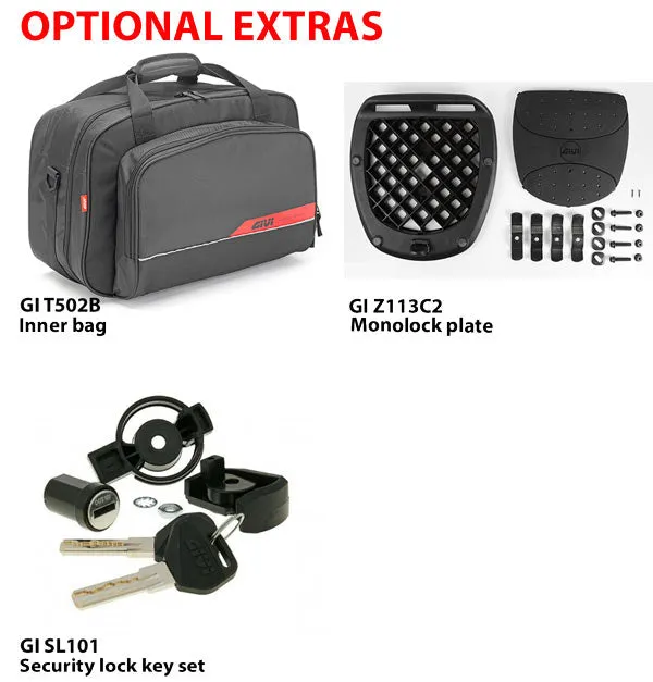 Givi B45  Monolock Top Box   extras (45 litre)