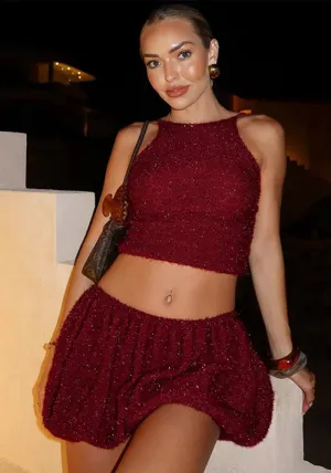 Glamorous Autumn and Winter Sparkling Crop Tank and Flirty Skirt Two-Piece Set