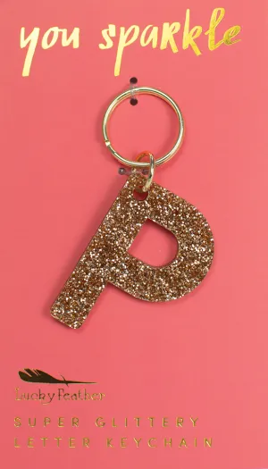Glitter Letter Keychain - P