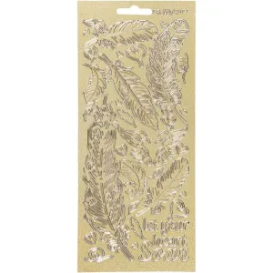 Gold Perlemor Guld Self Adhesive Feathers Peel Off Stickers Sheet Decor Crafts 10x23cm