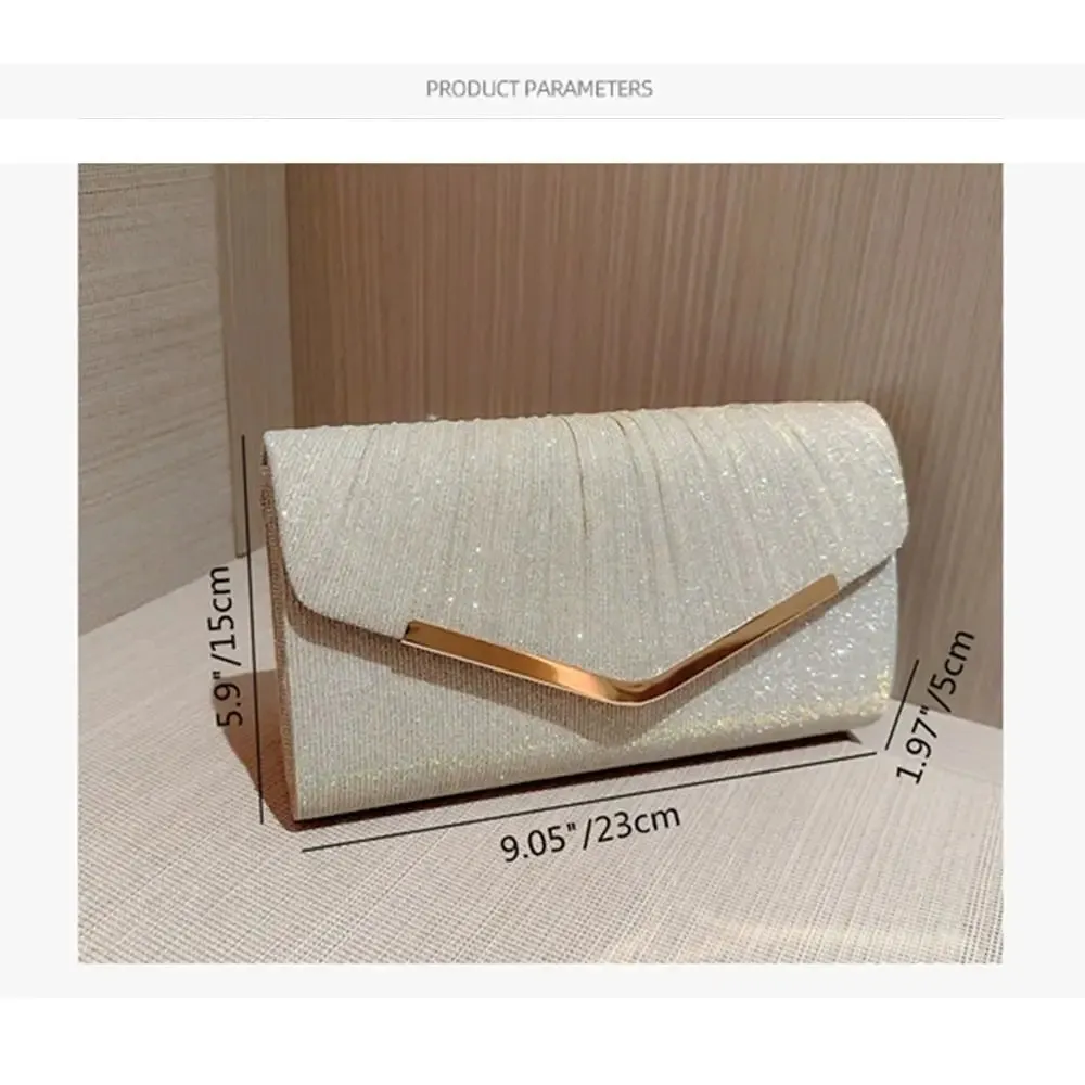Gold Silver Evening Bag Women Elegant Fashion Banquet Clutch Chain Shoulder Bags Luxury Purse Female Wedding Party Bags