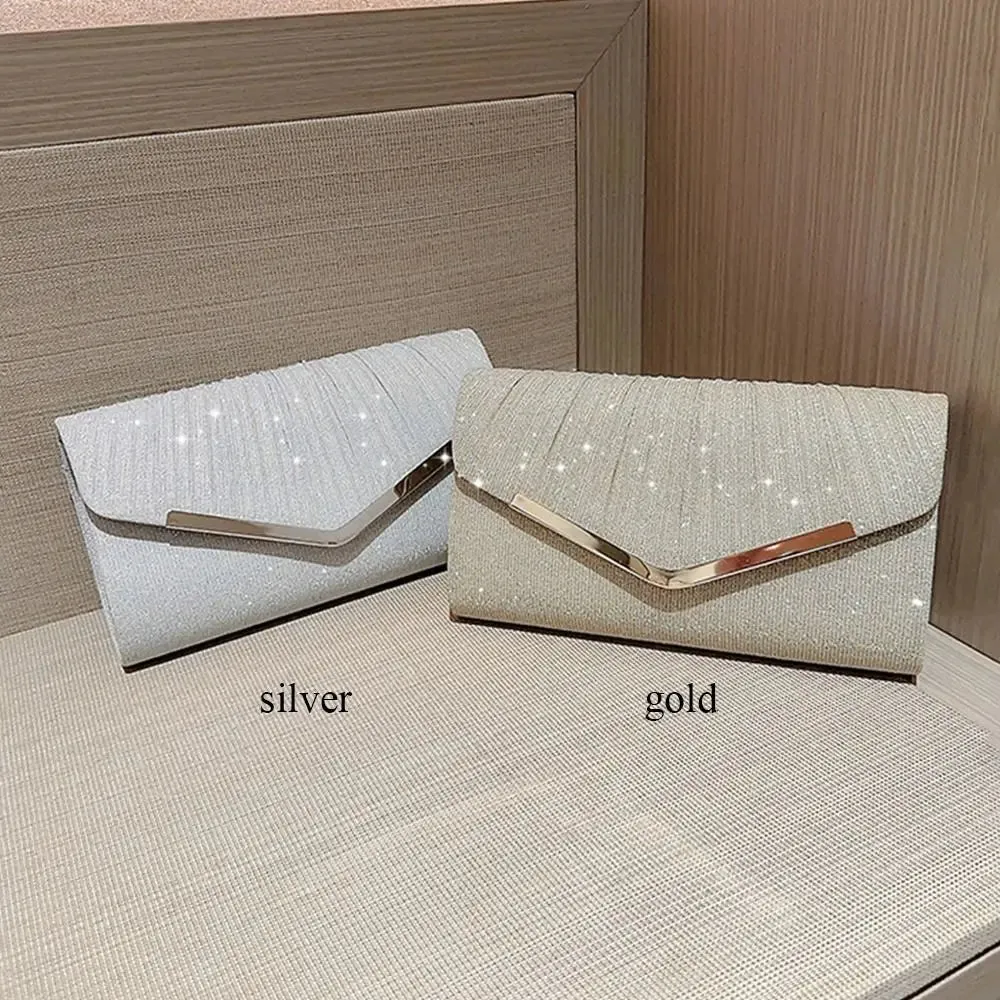 Gold Silver Evening Bag Women Elegant Fashion Banquet Clutch Chain Shoulder Bags Luxury Purse Female Wedding Party Bags