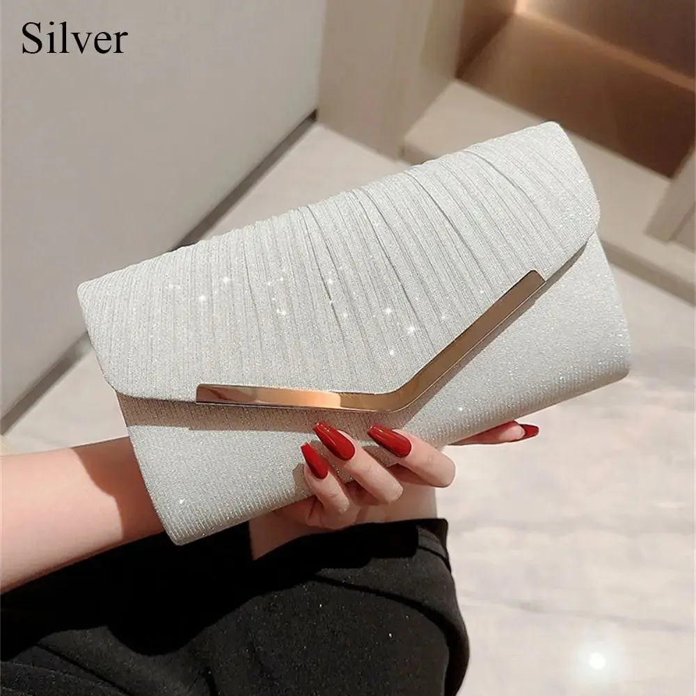 Gold Silver Evening Bag Women Elegant Fashion Banquet Clutch Chain Shoulder Bags Luxury Purse Female Wedding Party Bags