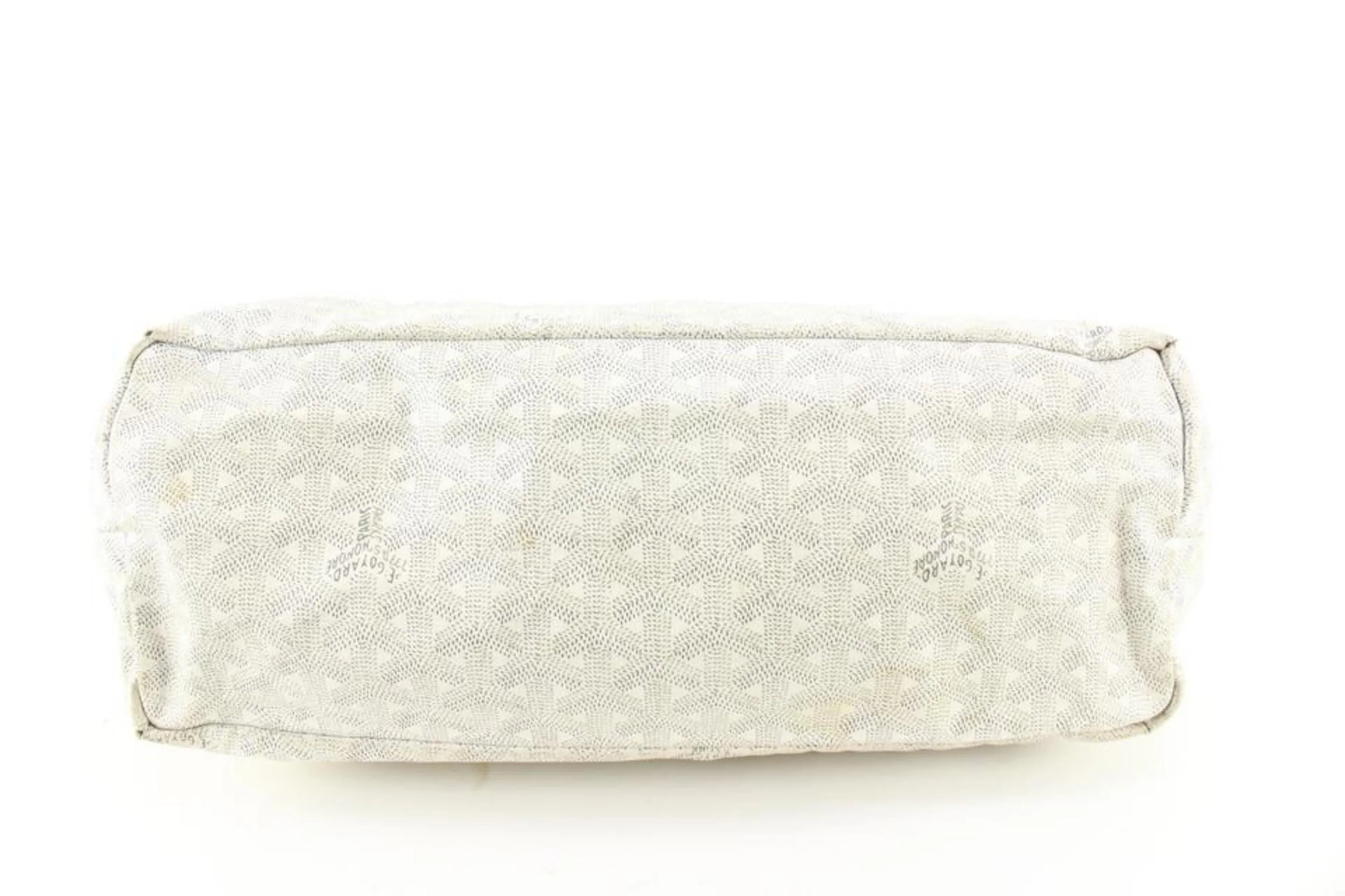 Goyard White Chevron St Louis Tote PM with Pouch 58gy628s