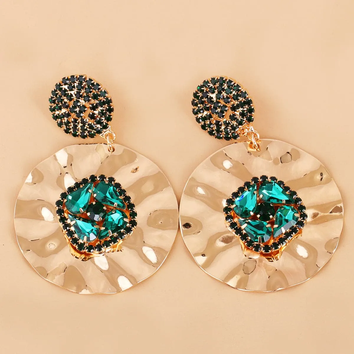 Green Cubic Zirconia & 18K Gold-Plated Drop Earrings