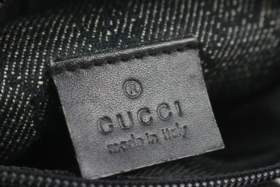 Gucci Black x Grey  Monogram GG Denim Belt Bag Fanny Pack Waist Pouch 2G830a