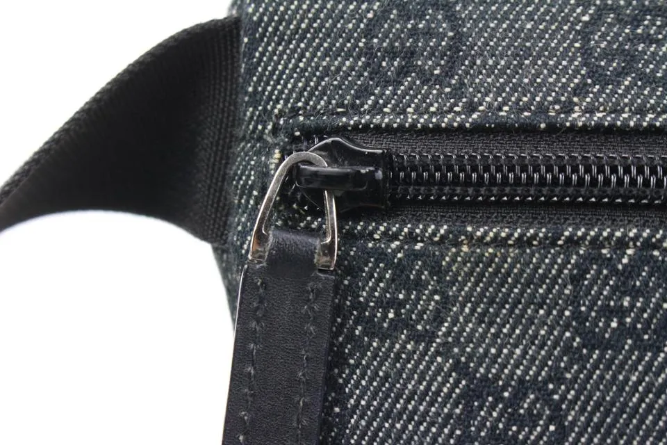 Gucci Black x Grey  Monogram GG Denim Belt Bag Fanny Pack Waist Pouch 2G830a