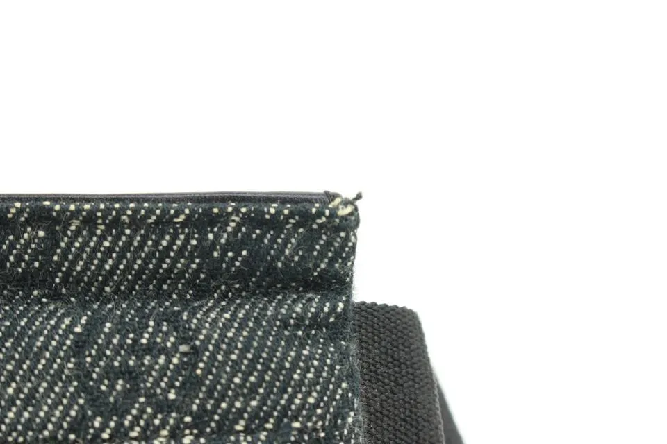 Gucci Black x Grey  Monogram GG Denim Belt Bag Fanny Pack Waist Pouch 2G830a