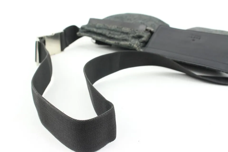 Gucci Black x Grey  Monogram GG Denim Belt Bag Fanny Pack Waist Pouch 2G830a