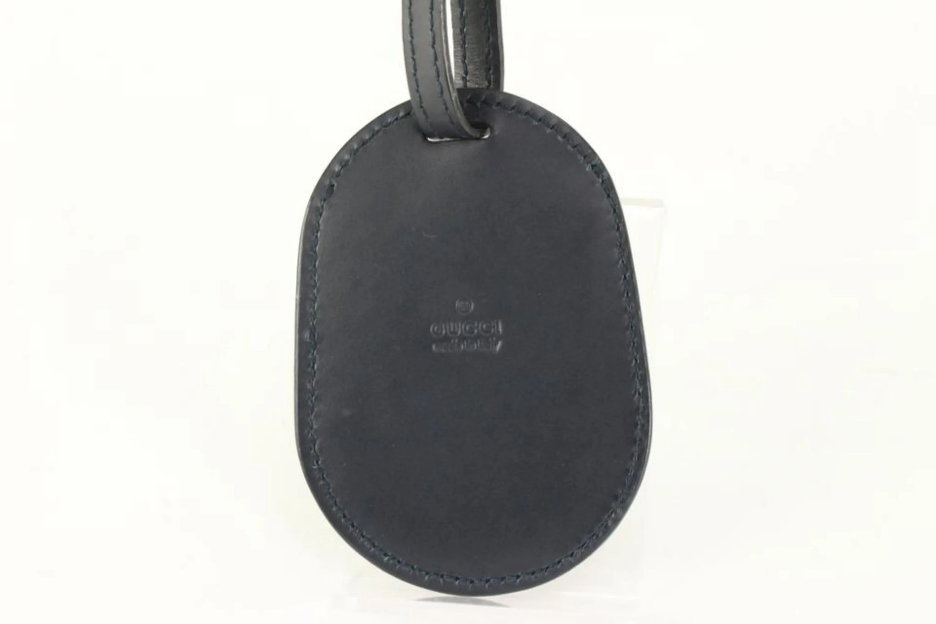 Gucci Blooms Navy Blue Leather Name Tag Clochette Bag Charm 54gz55s