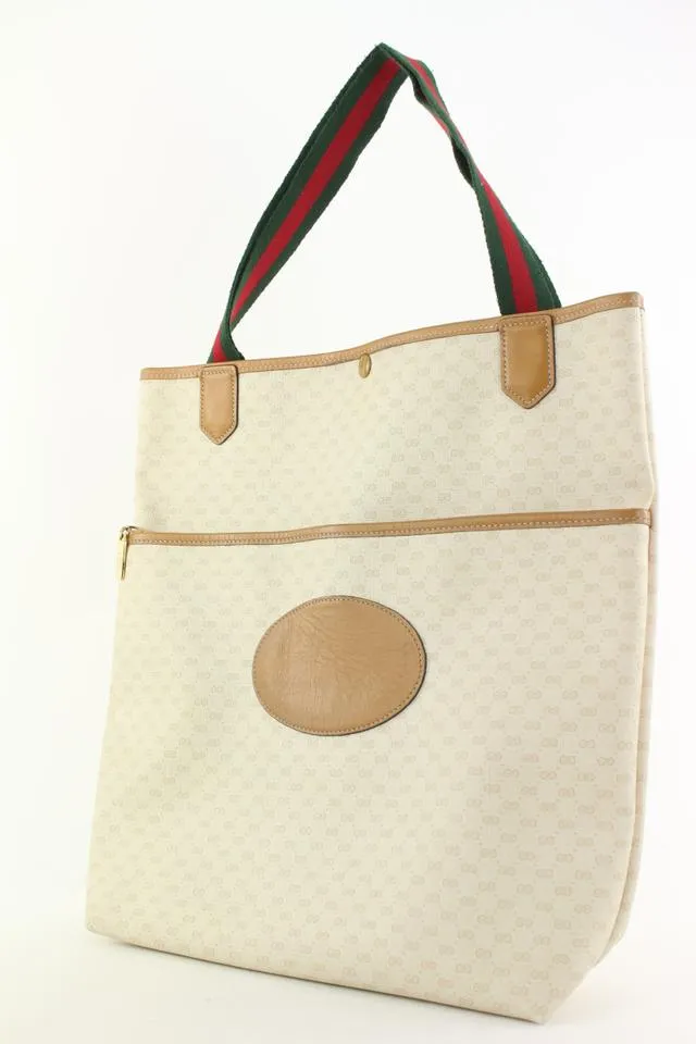 Gucci White Supreme GG Web Shopper Tote Bag 495gks67